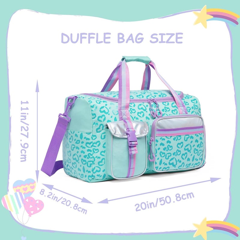 Oruiji Kids Duffle Bag Girls Women Travel Bag Gifts Overnight Bags for Girls Women Dance Sleepover Bags for Kids with Shoes Compartment - Image 2